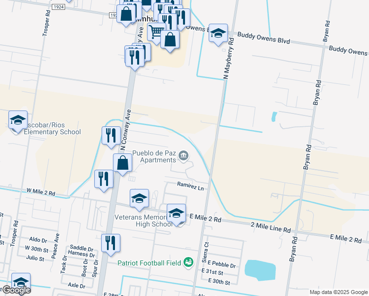 map of restaurants, bars, coffee shops, grocery stores, and more near 300 Turista Street in Mission