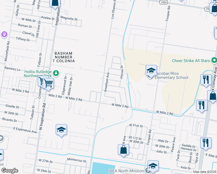 map of restaurants, bars, coffee shops, grocery stores, and more near 1405 Mountain Road in Mission