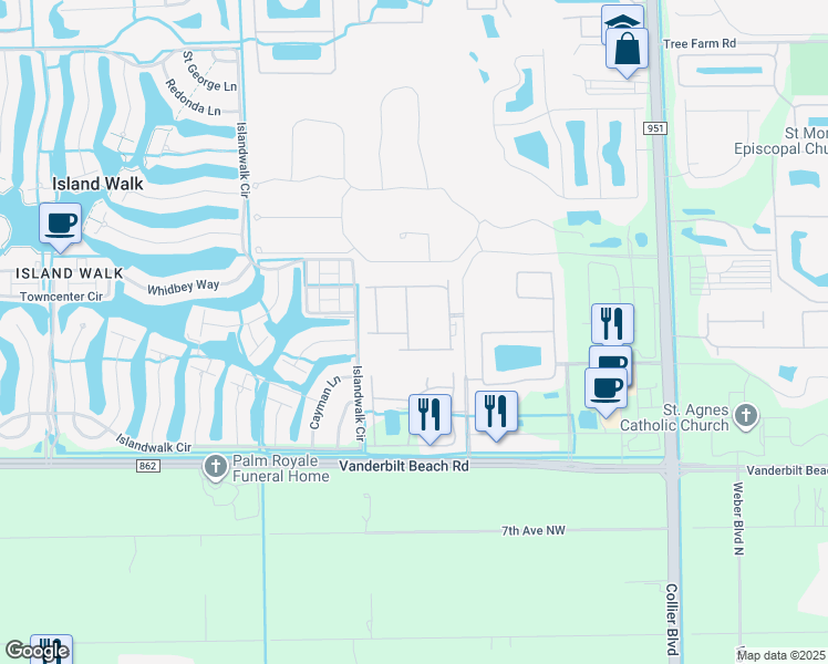 map of restaurants, bars, coffee shops, grocery stores, and more near 7524 Carnegie Way in Naples