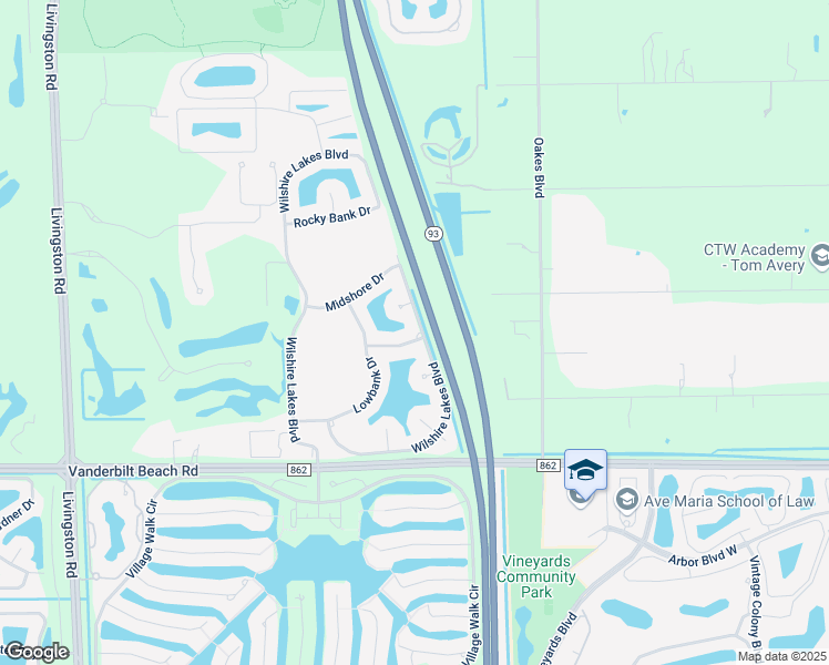 map of restaurants, bars, coffee shops, grocery stores, and more near 8199 Wilshire Lakes Boulevard in Naples