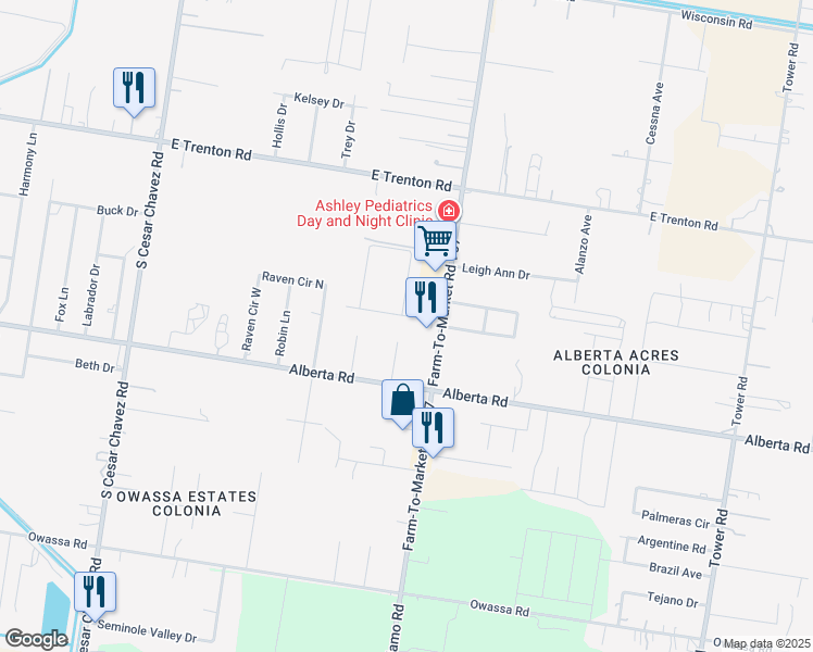 map of restaurants, bars, coffee shops, grocery stores, and more near 5114 Hudson St in Edinburg