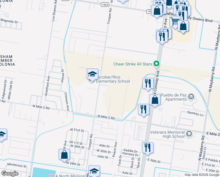 map of restaurants, bars, coffee shops, grocery stores, and more near 3224 North Trosper Road in Mission