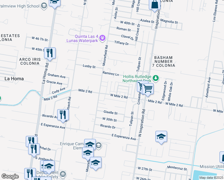 map of restaurants, bars, coffee shops, grocery stores, and more near 3204 Anita Street in Mission