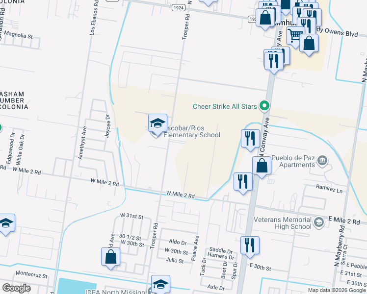 map of restaurants, bars, coffee shops, grocery stores, and more near 3224 North Trosper Road in Mission