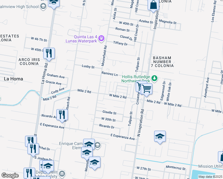 map of restaurants, bars, coffee shops, grocery stores, and more near 3204 Anita Street in Mission