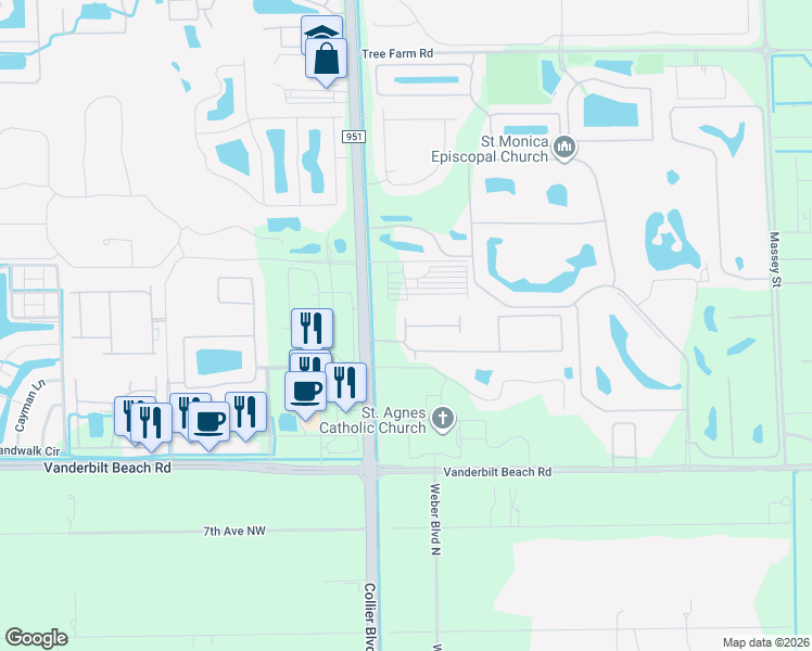 map of restaurants, bars, coffee shops, grocery stores, and more near 14352 Tuscany Pointe CV in Naples