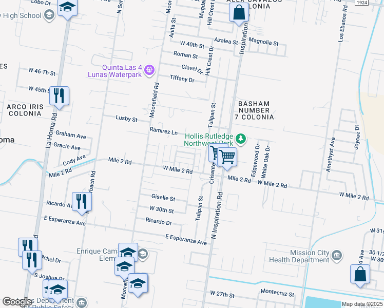 map of restaurants, bars, coffee shops, grocery stores, and more near 2007 Miroslava Avenue in Mission