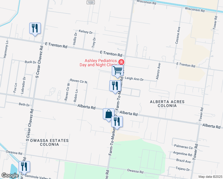 map of restaurants, bars, coffee shops, grocery stores, and more near 5114 Hudson Street in Edinburg