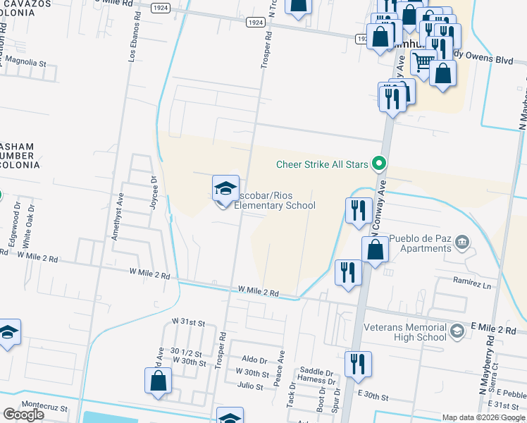 map of restaurants, bars, coffee shops, grocery stores, and more near 3224 North Trosper Road in Mission