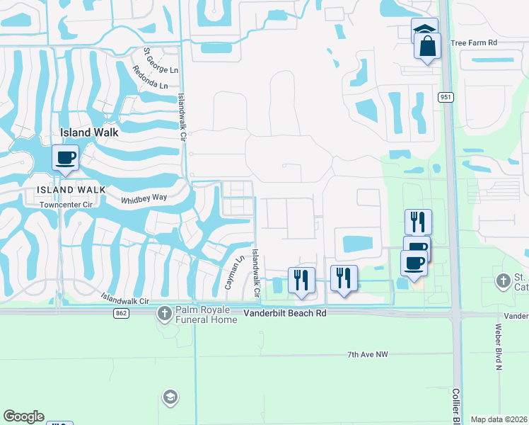 map of restaurants, bars, coffee shops, grocery stores, and more near 4272 Raffia Palm Circle in Naples