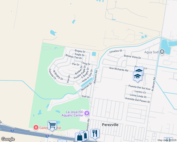 map of restaurants, bars, coffee shops, grocery stores, and more near 2301 Bogey Drive in Mission