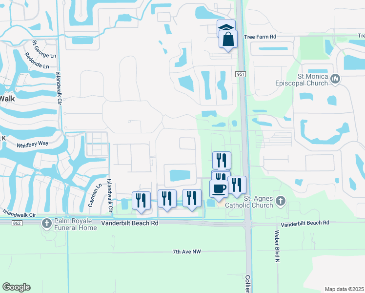 map of restaurants, bars, coffee shops, grocery stores, and more near 7218 Acorn Way in Naples