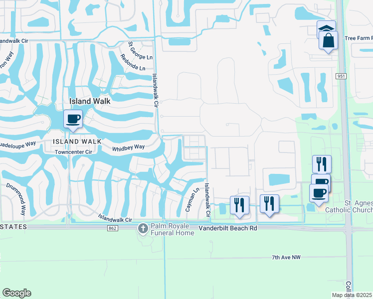 map of restaurants, bars, coffee shops, grocery stores, and more near 3542 Zanzibar Way in Naples