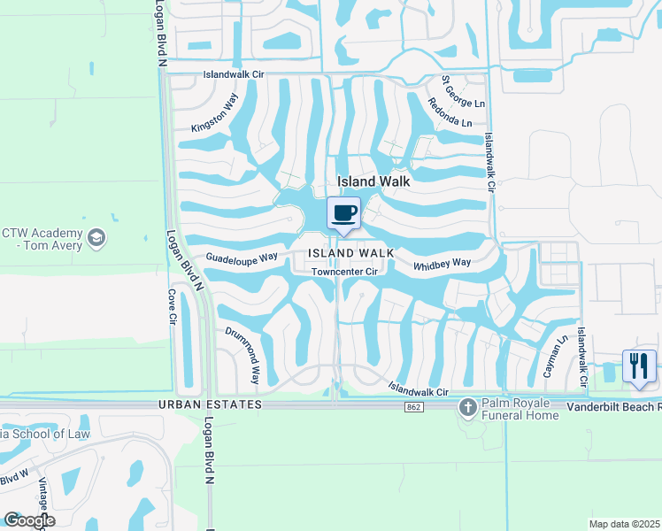 map of restaurants, bars, coffee shops, grocery stores, and more near 6069 Islandwalk Boulevard in Naples