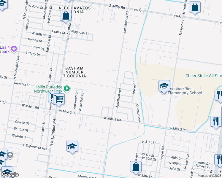 map of restaurants, bars, coffee shops, grocery stores, and more near 1506 Thompson Road in Mission