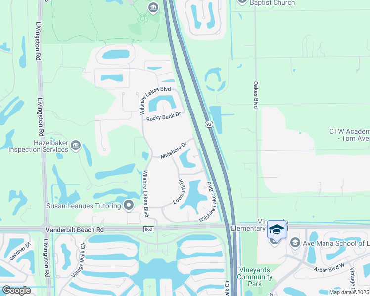 map of restaurants, bars, coffee shops, grocery stores, and more near 3898 Midshore Drive in Naples