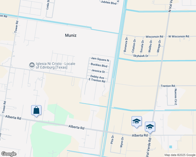 map of restaurants, bars, coffee shops, grocery stores, and more near 8112 Debby Avenue in Edinburg