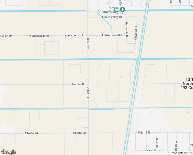 map of restaurants, bars, coffee shops, grocery stores, and more near 9615 Azucena Street in Donna