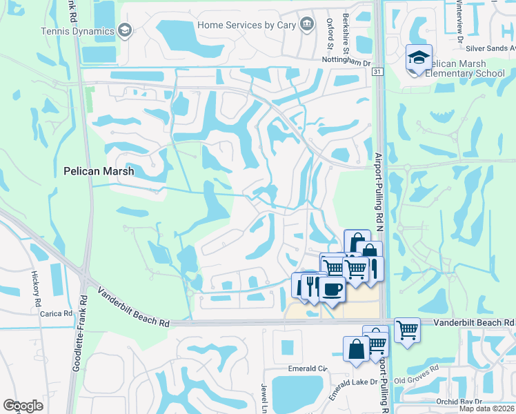 map of restaurants, bars, coffee shops, grocery stores, and more near 2420 Mont Claire Court in Naples