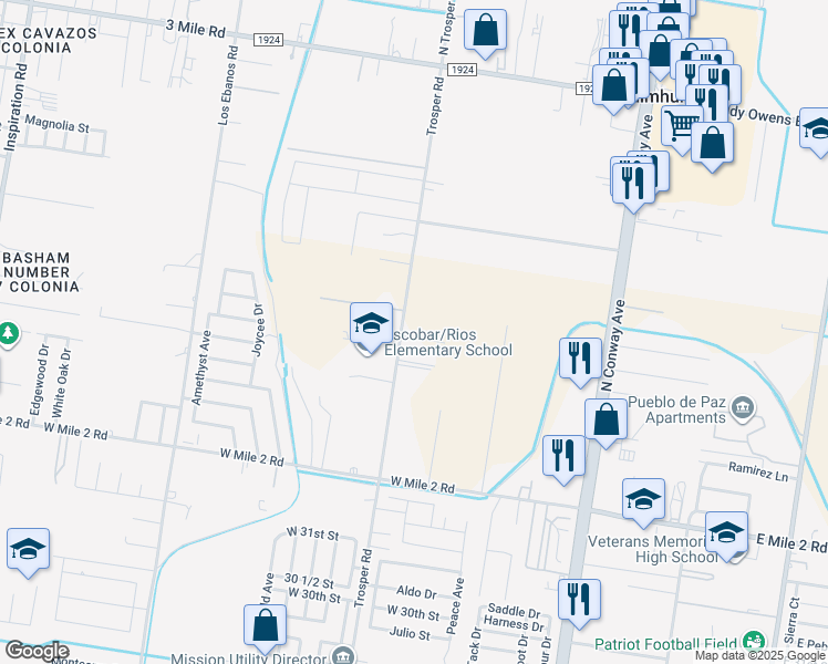 map of restaurants, bars, coffee shops, grocery stores, and more near 3624 North Trosper Road in Mission