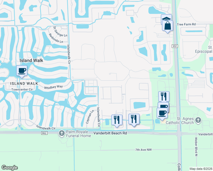 map of restaurants, bars, coffee shops, grocery stores, and more near 4272 Raffia Palm Circle in Naples