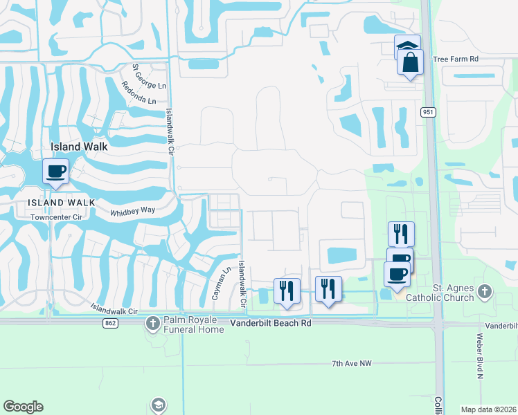 map of restaurants, bars, coffee shops, grocery stores, and more near 4272 Raffia Palm Circle in Naples