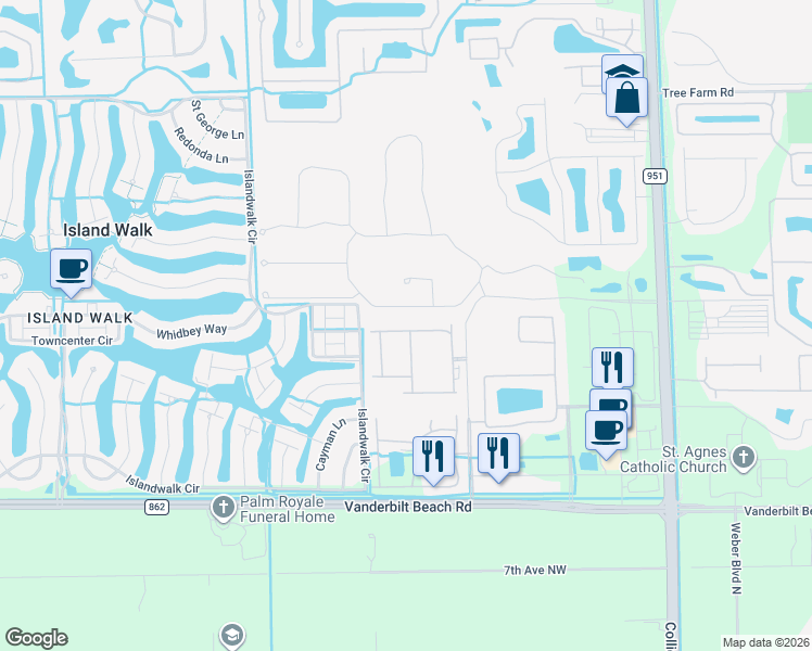 map of restaurants, bars, coffee shops, grocery stores, and more near 4272 Raffia Palm Circle in Naples
