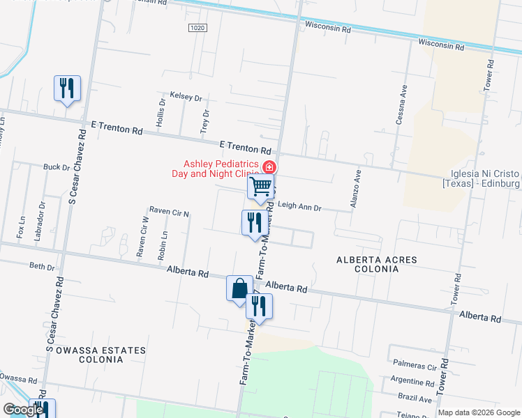 map of restaurants, bars, coffee shops, grocery stores, and more near 4711 South Alamo Road in Edinburg