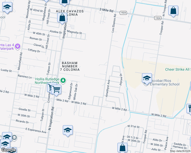 map of restaurants, bars, coffee shops, grocery stores, and more near 1602 Thompson Road in Mission