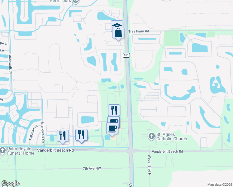 map of restaurants, bars, coffee shops, grocery stores, and more near 4075 Wolfe Road in Naples