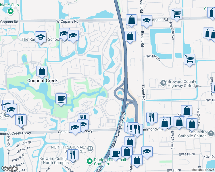 map of restaurants, bars, coffee shops, grocery stores, and more near 1904 Bermuda Circle in Coconut Creek