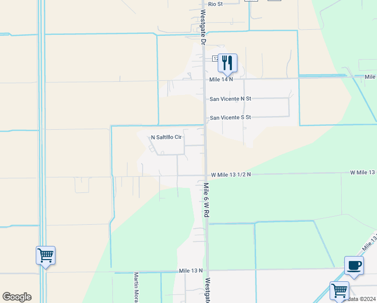 map of restaurants, bars, coffee shops, grocery stores, and more near 9816 Saltillo Circle in Weslaco