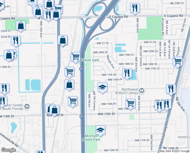 map of restaurants, bars, coffee shops, grocery stores, and more near 790 Northwest 17th Street in Pompano Beach
