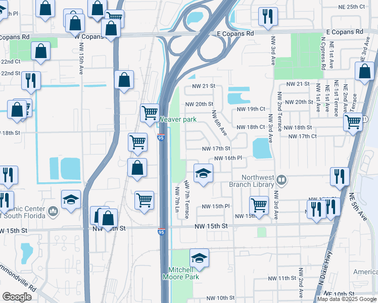map of restaurants, bars, coffee shops, grocery stores, and more near 790 Northwest 17th Street in Pompano Beach