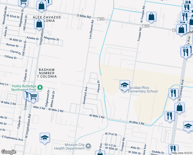 map of restaurants, bars, coffee shops, grocery stores, and more near 1312 Palmer Road in Palmhurst