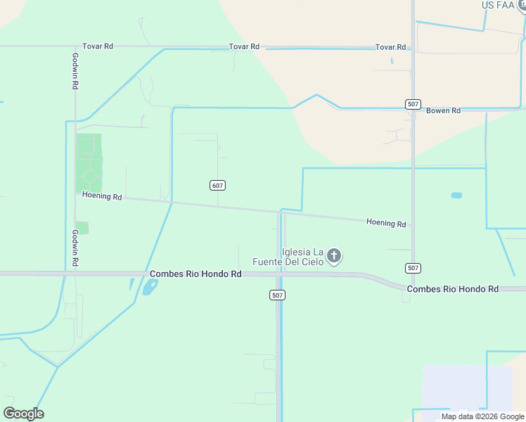 map of restaurants, bars, coffee shops, grocery stores, and more near 21750-21998 Hoening Rd in Harlingen