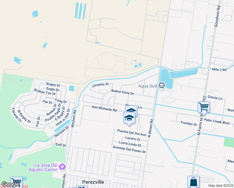 map of restaurants, bars, coffee shops, grocery stores, and more near 3414 Limoneros Street in Palmview