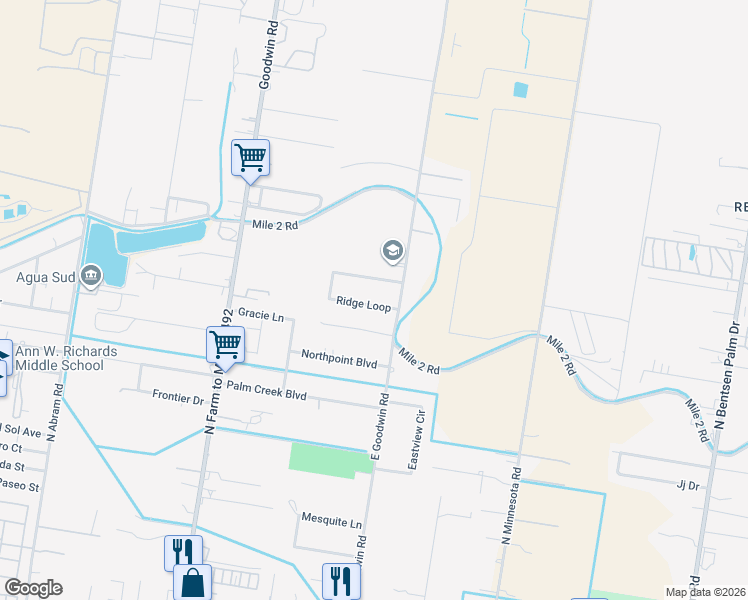 map of restaurants, bars, coffee shops, grocery stores, and more near 1405 Ridge Loop in Palmview