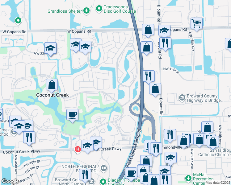 map of restaurants, bars, coffee shops, grocery stores, and more near 1902 Bermuda Circle in Coconut Creek