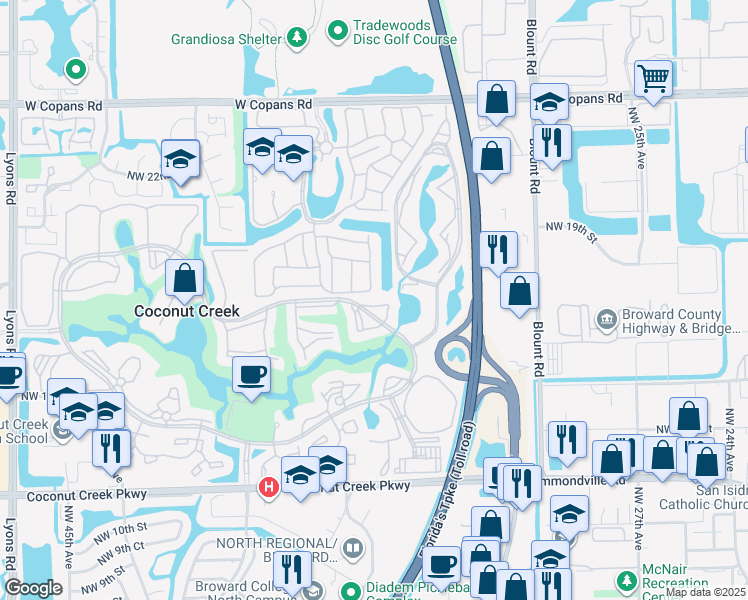 map of restaurants, bars, coffee shops, grocery stores, and more near 1902 Bermuda Circle in Coconut Creek