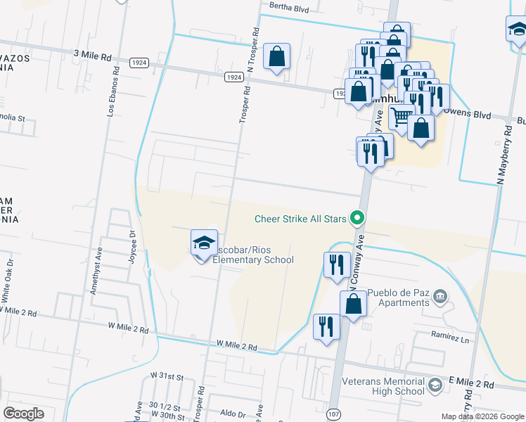 map of restaurants, bars, coffee shops, grocery stores, and more near 3800 North Trosper Road in Mission