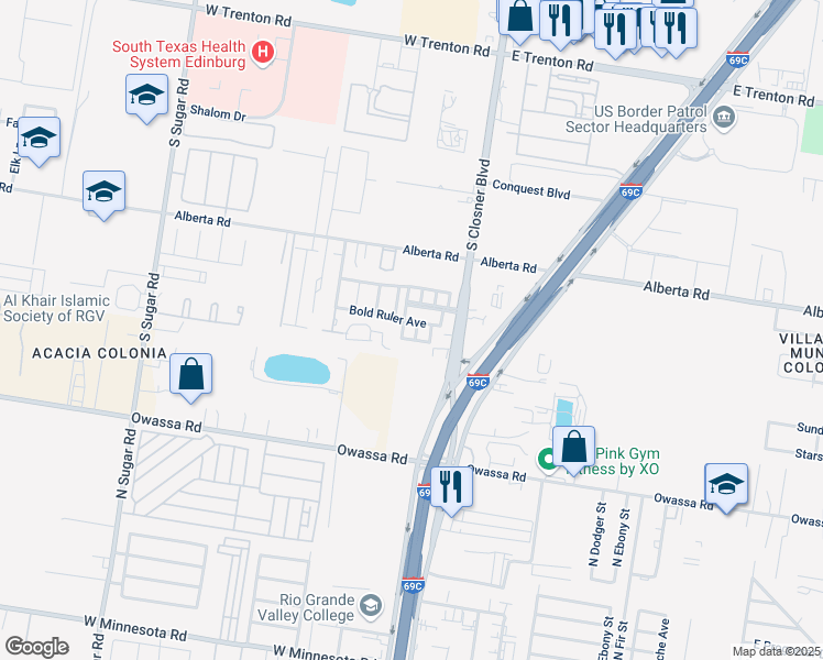map of restaurants, bars, coffee shops, grocery stores, and more near 5103 Citation Avenue in Edinburg