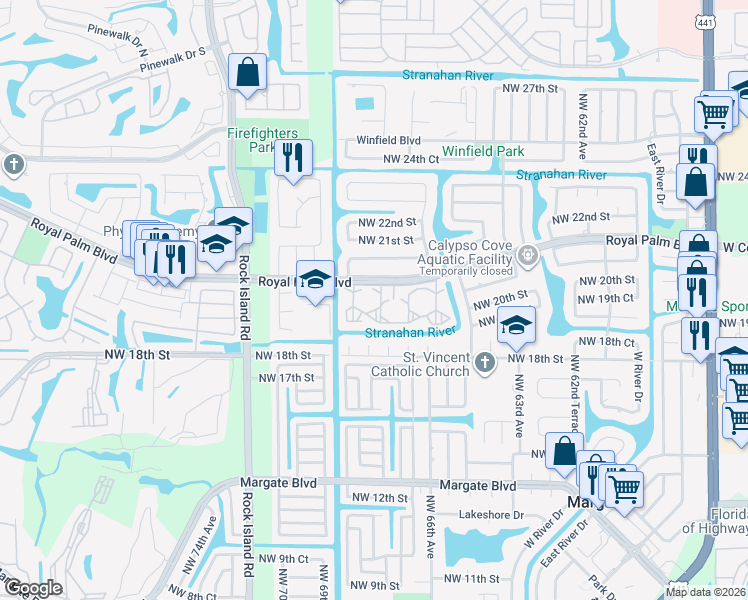 map of restaurants, bars, coffee shops, grocery stores, and more near in Margate
