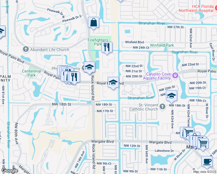 map of restaurants, bars, coffee shops, grocery stores, and more near in Margate