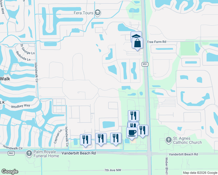 map of restaurants, bars, coffee shops, grocery stores, and more near 4131 Raffia Drive in Naples