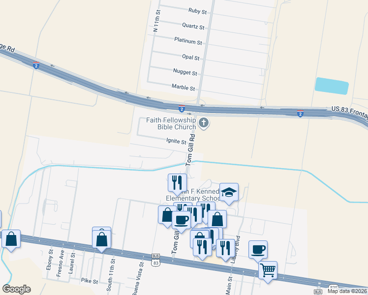 map of restaurants, bars, coffee shops, grocery stores, and more near 1504 Ignite Street in Penitas