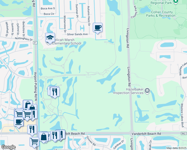 map of restaurants, bars, coffee shops, grocery stores, and more near 2752 Tiburon Boulevard East in Naples