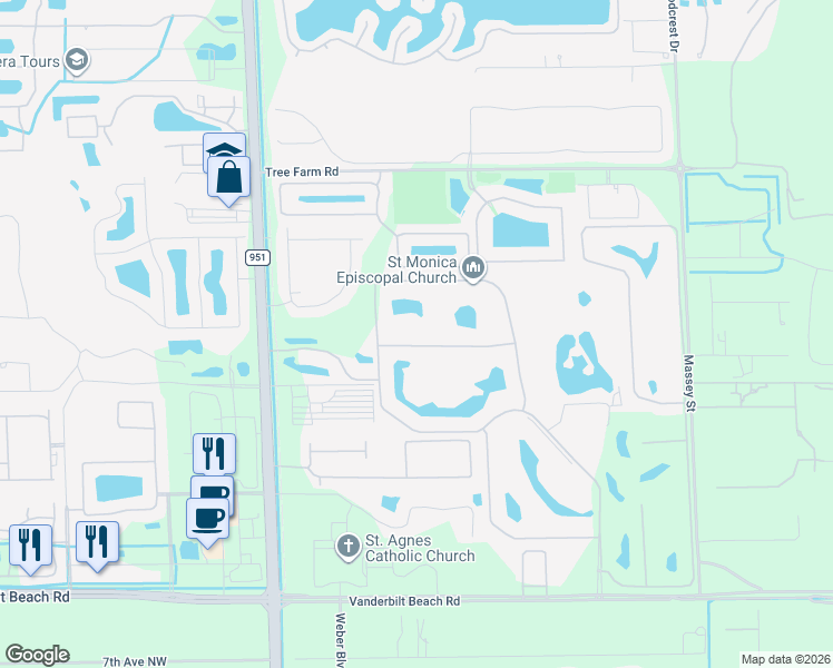 map of restaurants, bars, coffee shops, grocery stores, and more near 8210 Danbury Boulevard in Naples