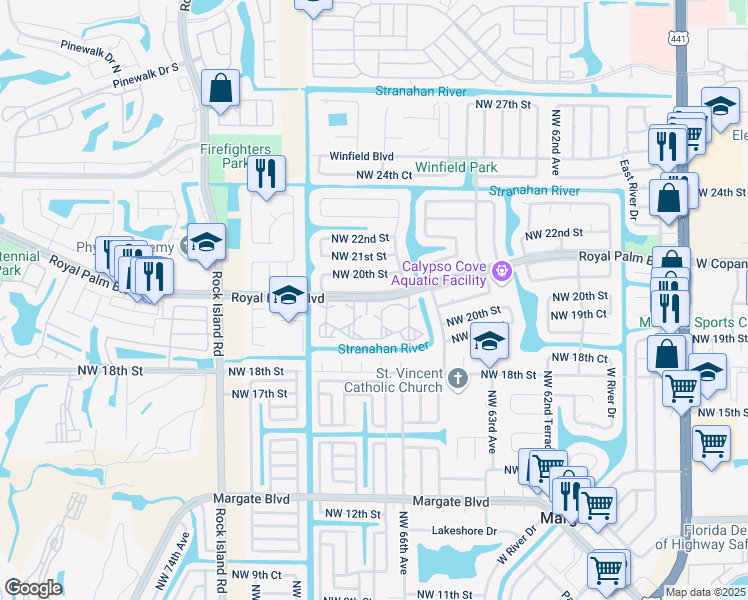 map of restaurants, bars, coffee shops, grocery stores, and more near in Margate