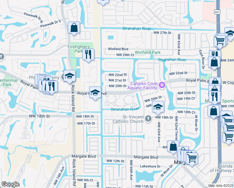 map of restaurants, bars, coffee shops, grocery stores, and more near in Margate